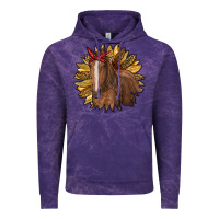 Cloud Purple sunflower with horse Vintage Hoodie - RanaPortraitStore