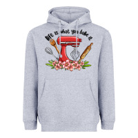 Heather Grey life is what you bake it Heavyweight Hoodie - MaliasSmallBusiness