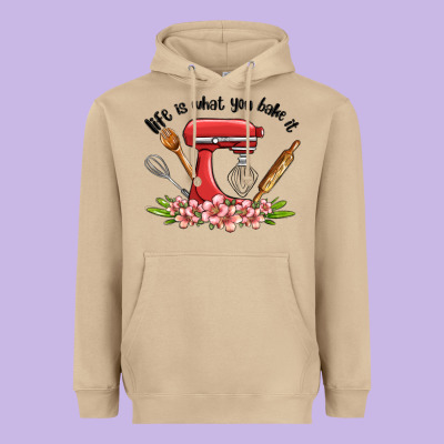 Life Is What You Bake It Heavyweight Hoodie Designed By Maliassmallbusiness
