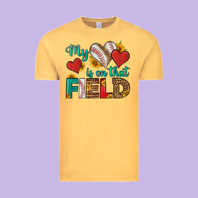 My Heart Is On That Field Baseball Vintage Tee Designed By Hra Design Shop