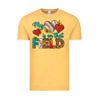 Vintage Mustard my heart is on that field baseball Vintage Tee - HRA Design Shop