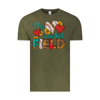 Vintage Olive my heart is on that field baseball Vintage Tee - HRA Design Shop
