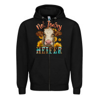 Black heifer with sunflowers Zipper Hoodie - LillyAllenDesigns