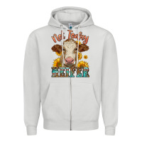 Dove Grey heifer with sunflowers Zipper Hoodie - LillyAllenDesigns