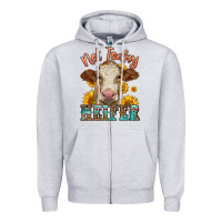 Heather Grey heifer with sunflowers Zipper Hoodie - LillyAllenDesigns