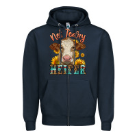 Navy heifer with sunflowers Zipper Hoodie - LillyAllenDesigns