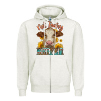 Oatmeal Heather heifer with sunflowers Zipper Hoodie - LillyAllenDesigns