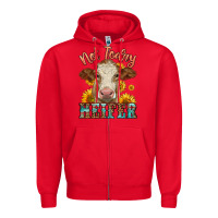 Red heifer with sunflowers Zipper Hoodie - LillyAllenDesigns