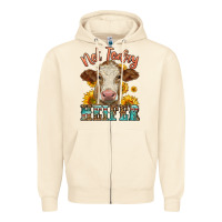 Sandshell heifer with sunflowers Zipper Hoodie - LillyAllenDesigns