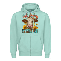 Seafoam heifer with sunflowers Zipper Hoodie - LillyAllenDesigns