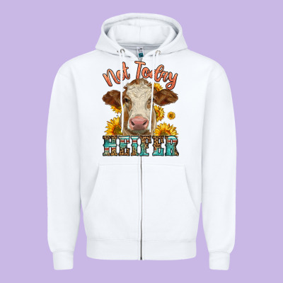 Heifer With Sunflowers Zipper Hoodie Designed By Lillyallendesigns