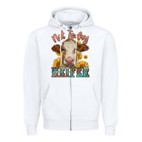 White heifer with sunflowers Zipper Hoodie - LillyAllenDesigns