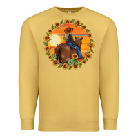 Antique Gold cowgirl sunflower Premium Sweatshirt - MaliasSmallBusiness