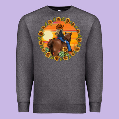 Cowgirl Sunflower Premium Sweatshirt Designed By Maliassmallbusiness