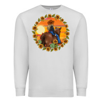 Dove Grey cowgirl sunflower Premium Sweatshirt - MaliasSmallBusiness