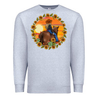 Heather Grey cowgirl sunflower Premium Sweatshirt - MaliasSmallBusiness