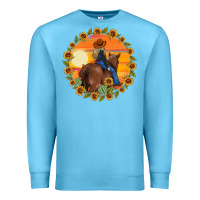 Ocean Blue cowgirl sunflower Premium Sweatshirt - MaliasSmallBusiness