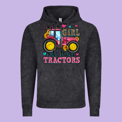 Just A Girl Who Loves Tractors Vintage Hoodie Designed By Zillion Design Studio