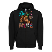 Black be mine cowboy rodeo valentines day Zipper Hoodie - Jasminsmagicworld