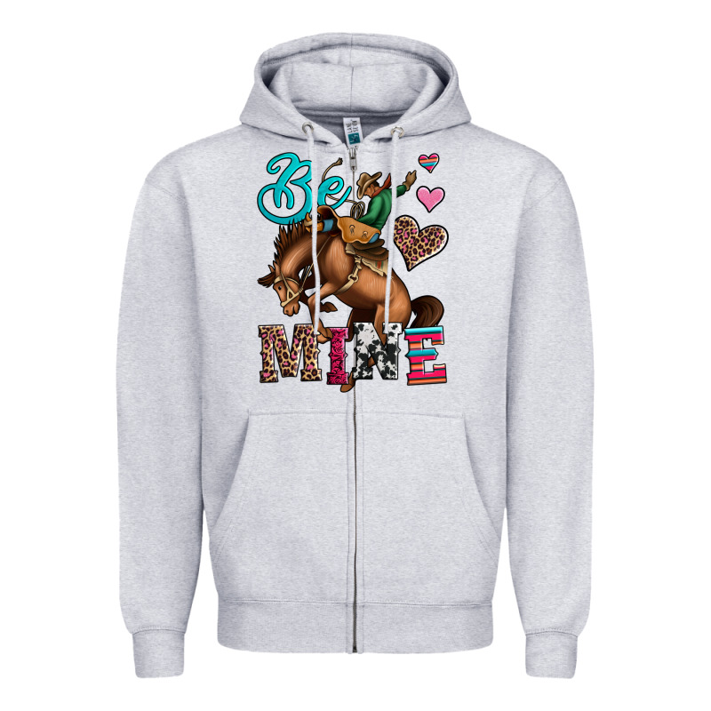 Be Mine Cowboy Rodeo Valentines Day Zipper Hoodie by Jasminsmagicworld | Teevron