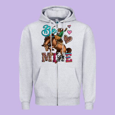 Be Mine Cowboy Rodeo Valentines Day Zipper Hoodie Designed By Jasminsmagicworld