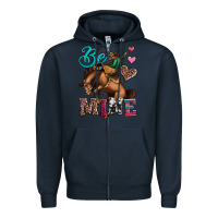 Navy be mine cowboy rodeo valentines day Zipper Hoodie - Jasminsmagicworld