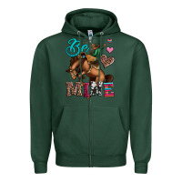 Sports Green be mine cowboy rodeo valentines day Zipper Hoodie - Jasminsmagicworld