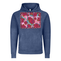 Vintage Denim pink rose leopard background Vintage Hoodie - JahusDesignShop
