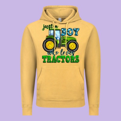 Just A Boy Who Loves Tractors Vintage Hoodie Designed By Zillion Design Studio