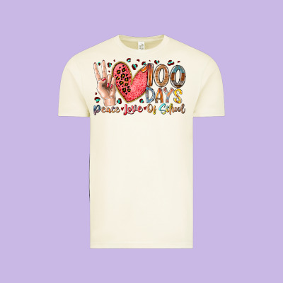 Peace Love 100 Days Of School Vintage Tee Designed By Racoondesign