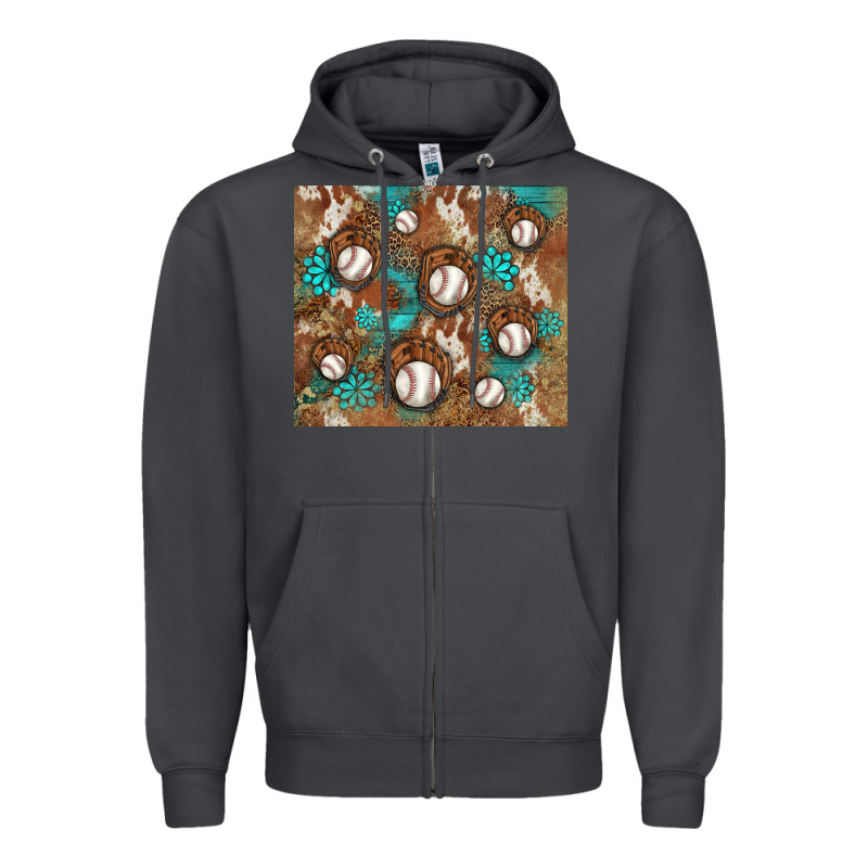 Baseball Turquoise Gemstones Western Patterns Zipper Hoodie by BarkalooDesign | Teevron