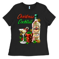 Black christmas cocktail martini and gift Ladies Tee - AdoDesignShop
