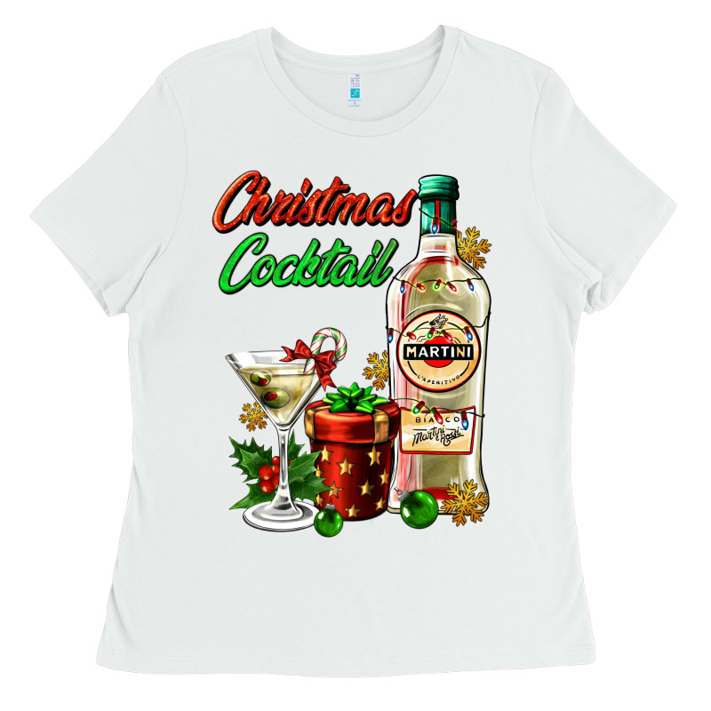 Christmas Cocktail Martini And Gift Ladies Tee by AdoDesignShop | Teevron