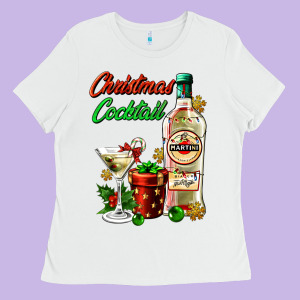 Christmas Cocktail Martini And Gift Ladies Tee Designed By Adodesignshop