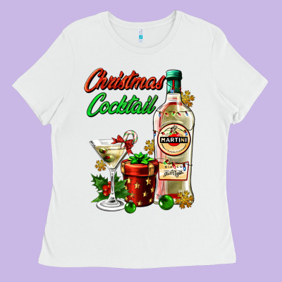 Christmas Cocktail Martini And Gift Ladies Tee Designed By Adodesignshop