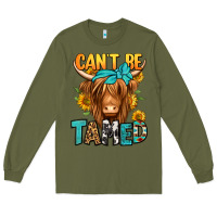 Army Green can't be tamed longhaired cow Long Sleeve Tee - Jasminsmagicworld