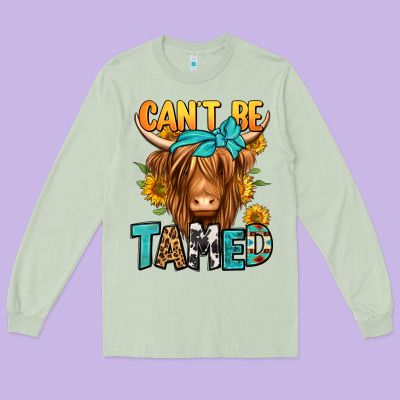 Can't Be Tamed Longhaired Cow Long Sleeve Tee Designed By Jasminsmagicworld