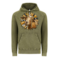 Vintage Olive sunflower with goat Vintage Hoodie - RanaPortraitStore