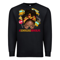 Black school bus driver life afro messy bun Premium Sweatshirt - NancyCooperArtShop