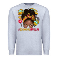Heather Grey school bus driver life afro messy bun Premium Sweatshirt - NancyCooperArtShop