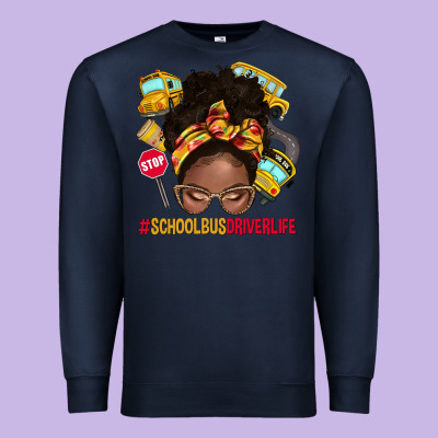 School Bus Driver Life Afro Messy Bun Premium Sweatshirt Designed By Nancycooperartshop