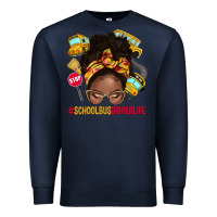 Navy school bus driver life afro messy bun Premium Sweatshirt - NancyCooperArtShop
