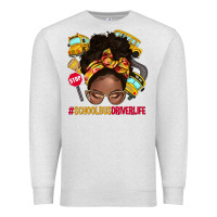 Oatmeal Heather school bus driver life afro messy bun Premium Sweatshirt - NancyCooperArtShop