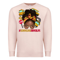 Pale Pink school bus driver life afro messy bun Premium Sweatshirt - NancyCooperArtShop