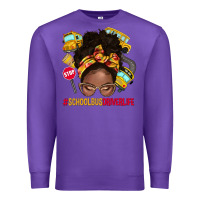 Purple school bus driver life afro messy bun Premium Sweatshirt - NancyCooperArtShop