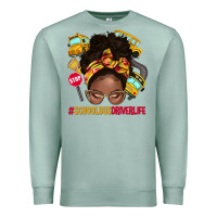 Seafoam school bus driver life afro messy bun Premium Sweatshirt - NancyCooperArtShop