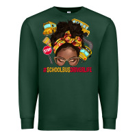 Sports Green school bus driver life afro messy bun Premium Sweatshirt - NancyCooperArtShop