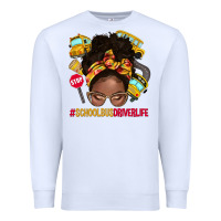 White school bus driver life afro messy bun Premium Sweatshirt - NancyCooperArtShop