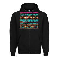 Black leopard aztec turquoise jewelry Zipper Hoodie - BarkalooDesign