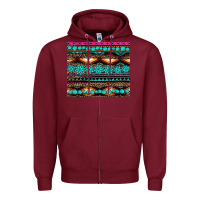 Burgundy leopard aztec turquoise jewelry Zipper Hoodie - BarkalooDesign